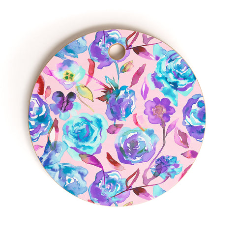 Ninola Design Girly Summer Roses Cutting Board Round
