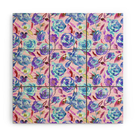 Ninola Design Girly Summer Roses Wood Wall Mural