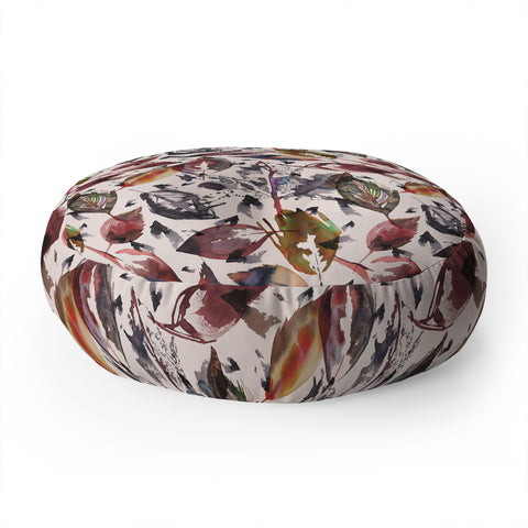 Ninola Design Gold Autumn Leaves Floor Pillow Round