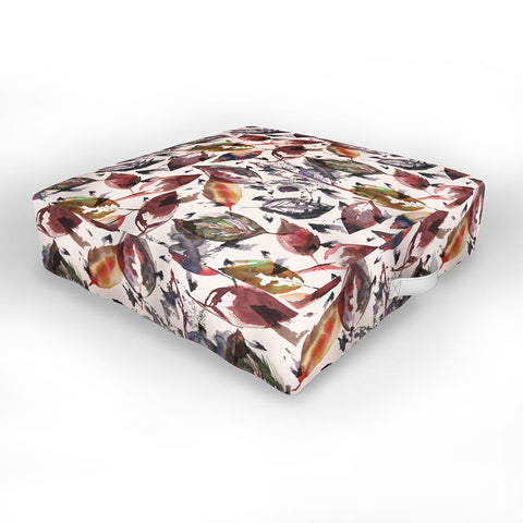 Ninola Design Gold Autumn Leaves Outdoor Floor Cushion