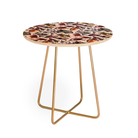 Ninola Design Gold Autumn Leaves Round Side Table