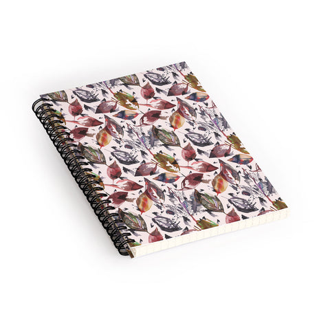 Ninola Design Gold Autumn Leaves Spiral Notebook