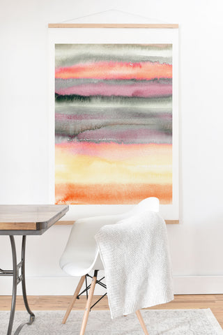 Ninola Design Gradient landscape watercolor Coral mauve Art Print And Hanger