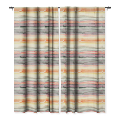 Ninola Design Gradient landscape watercolor Coral mauve Blackout Window Curtain