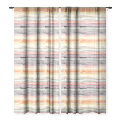 Ninola Design Gradient landscape watercolor Coral mauve Sheer Window Curtain
