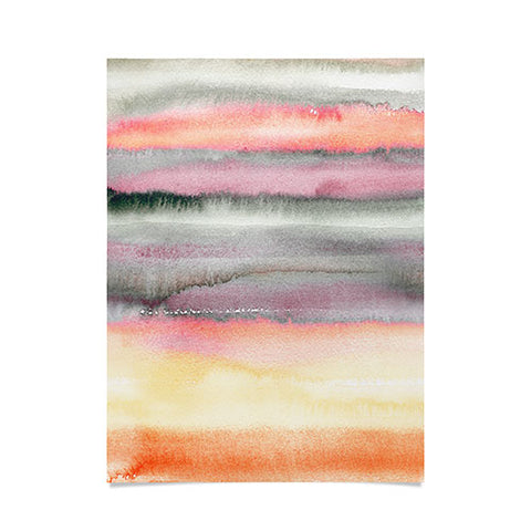 Ninola Design Gradient landscape watercolor Coral mauve Poster