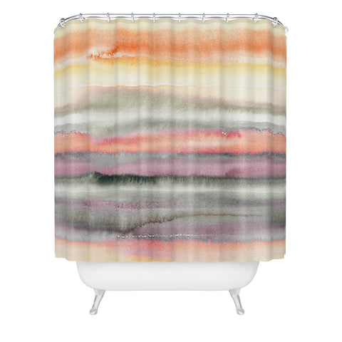 Ninola Design Gradient landscape watercolor Coral mauve Shower Curtain