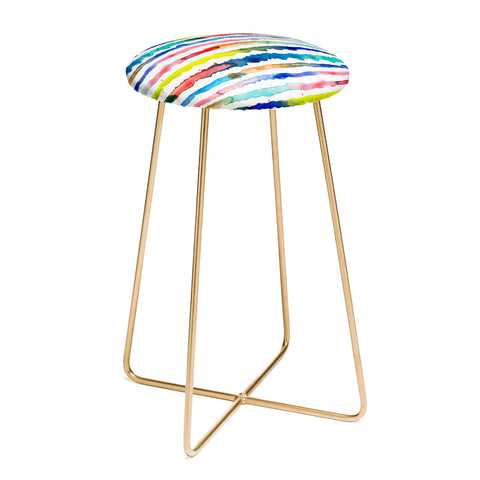 Ninola Design Gradient watercolor lines blue Counter Stool
