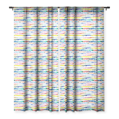 Ninola Design Gradient watercolor lines blue Sheer Window Curtain