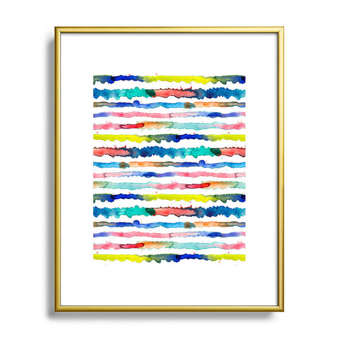 Ninola Design Gradient watercolor lines blue Metal Framed Art Print