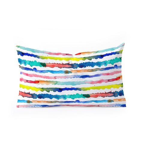 Ninola Design Gradient watercolor lines blue Oblong Throw Pillow