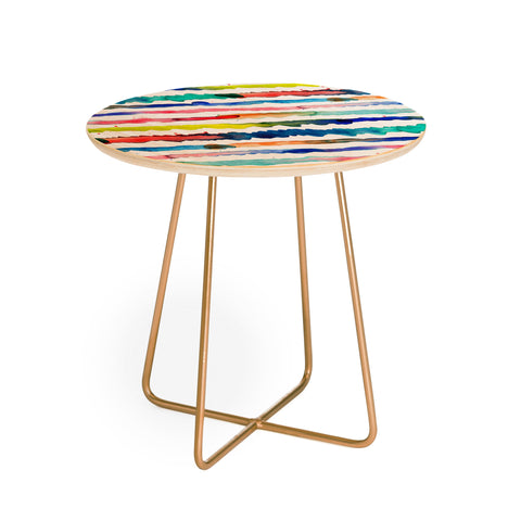 Ninola Design Gradient watercolor lines blue Round Side Table