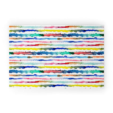 Ninola Design Gradient watercolor lines blue Welcome Mat
