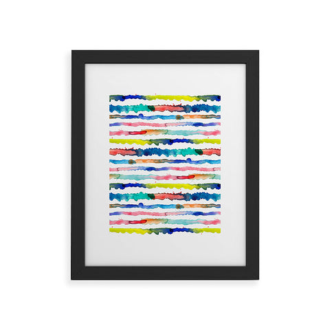 Ninola Design Gradient watercolor lines blue Framed Art Print