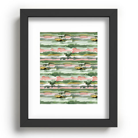 Ninola Design Gradient Watercolor Lines Coral Recessed Framing Rectangle