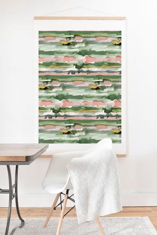 Ninola Design Gradient Watercolor Lines Coral Art Print And Hanger