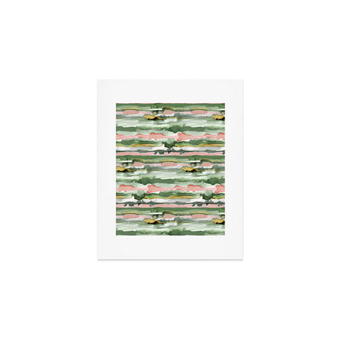 Ninola Design Gradient Watercolor Lines Coral Art Print