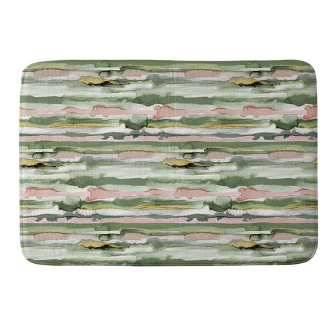 Ninola Design Gradient Watercolor Lines Coral Memory Foam Bath Mat