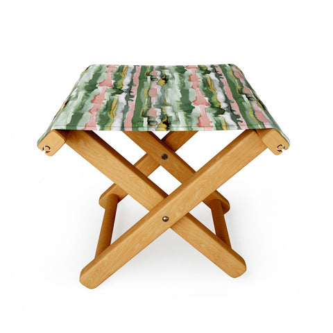 Ninola Design Gradient Watercolor Lines Coral Folding Stool