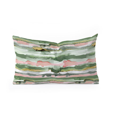 Ninola Design Gradient Watercolor Lines Coral Oblong Throw Pillow