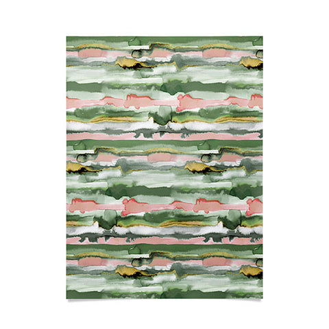 Ninola Design Gradient Watercolor Lines Coral Poster