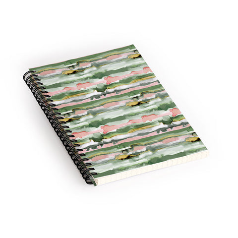 Ninola Design Gradient Watercolor Lines Coral Spiral Notebook
