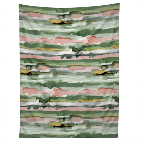 Ninola Design Gradient Watercolor Lines Coral Tapestry