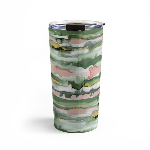 Ninola Design Gradient Watercolor Lines Coral Travel Mug