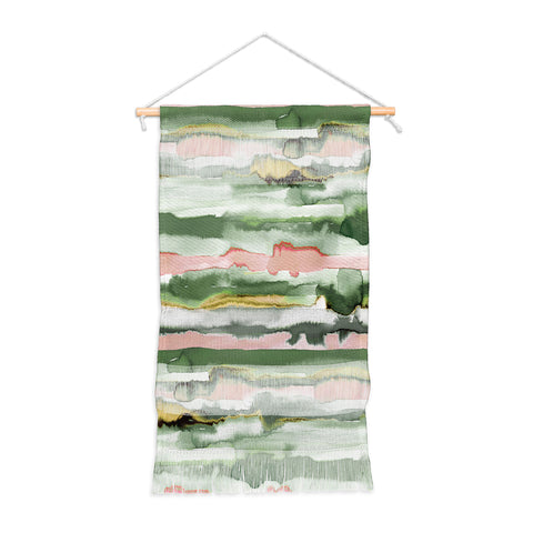 Ninola Design Gradient Watercolor Lines Coral Wall Hanging Portrait