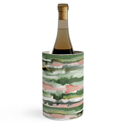 Ninola Design Gradient Watercolor Lines Coral Wine Chiller
