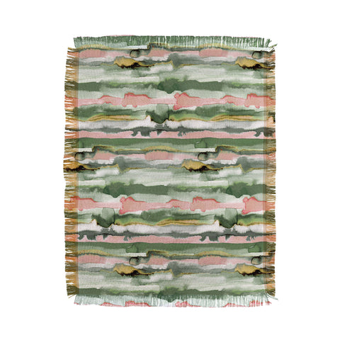 Ninola Design Gradient Watercolor Lines Coral Throw Blanket