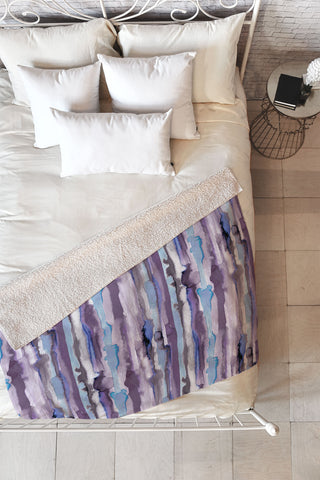 Ninola Design Gradient Watercolor Lines Mauve Fleece Throw Blanket