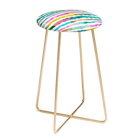 Ninola Design Gradient Watercolor Lines Pink Counter Stool