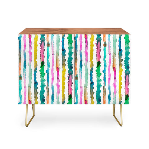 Ninola Design Gradient Watercolor Lines Pink Credenza