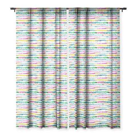 Ninola Design Gradient Watercolor Lines Pink Sheer Window Curtain