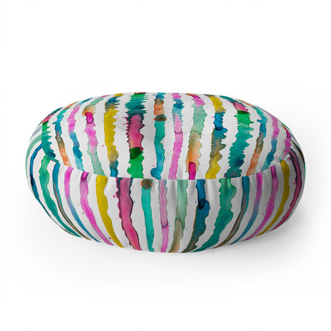 Ninola Design Gradient Watercolor Lines Pink Floor Pillow Round