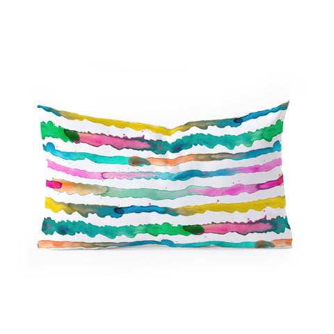Ninola Design Gradient Watercolor Lines Pink Oblong Throw Pillow