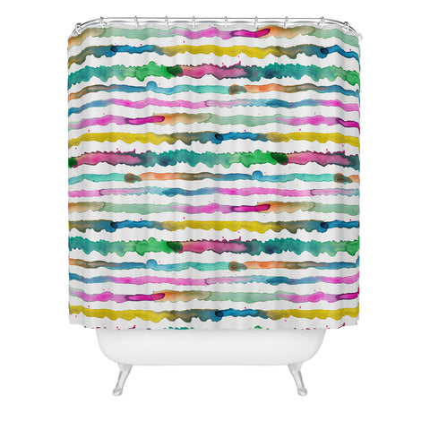 Ninola Design Gradient Watercolor Lines Pink Shower Curtain
