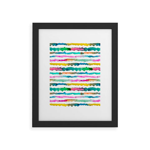 Ninola Design Gradient Watercolor Lines Pink Framed Art Print