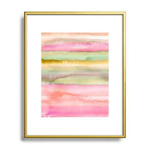 Ninola Design Gradient watercolor Pink green Metal Framed Art Print