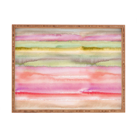 Ninola Design Gradient watercolor Pink green Rectangular Tray