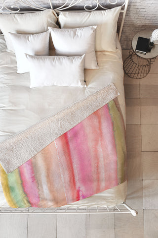 Ninola Design Gradient watercolor Pink green Fleece Throw Blanket