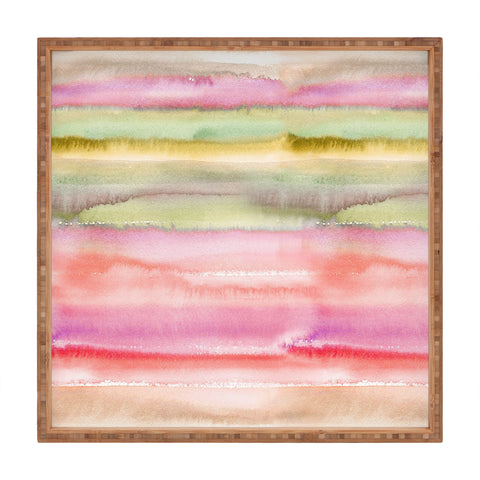 Ninola Design Gradient watercolor Pink green Square Tray