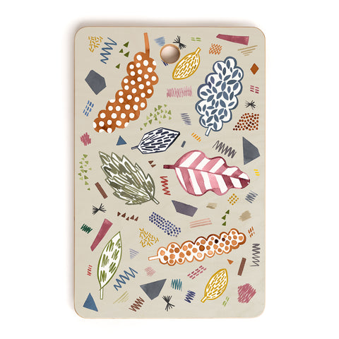 Ninola Design Graphic leaves textures Beige Cutting Board Rectangle