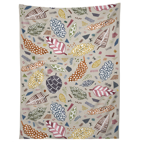 Ninola Design Graphic leaves textures Beige Tapestry