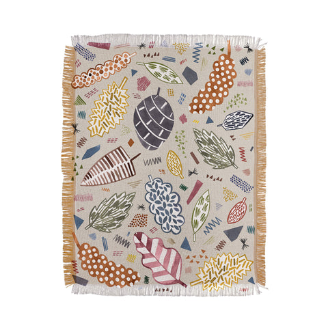 Ninola Design Graphic leaves textures Beige Throw Blanket