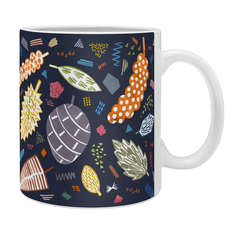 Ninola Design Graphic leaves textures Navy Coffee Mug