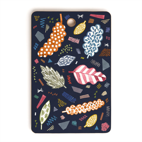 Ninola Design Graphic leaves textures Navy Cutting Board Rectangle