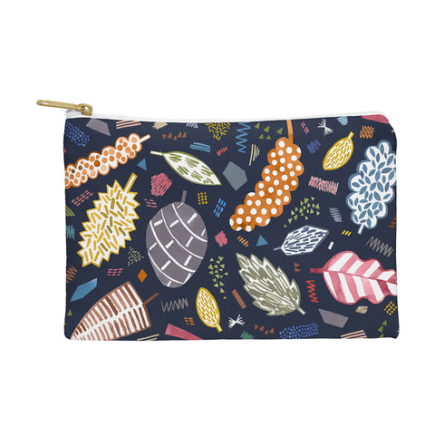Ninola Design Graphic leaves textures Navy Pouch
