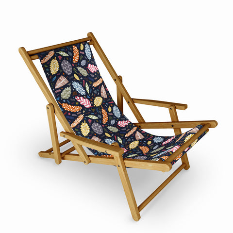 Ninola Design Graphic leaves textures Navy Sling Chair